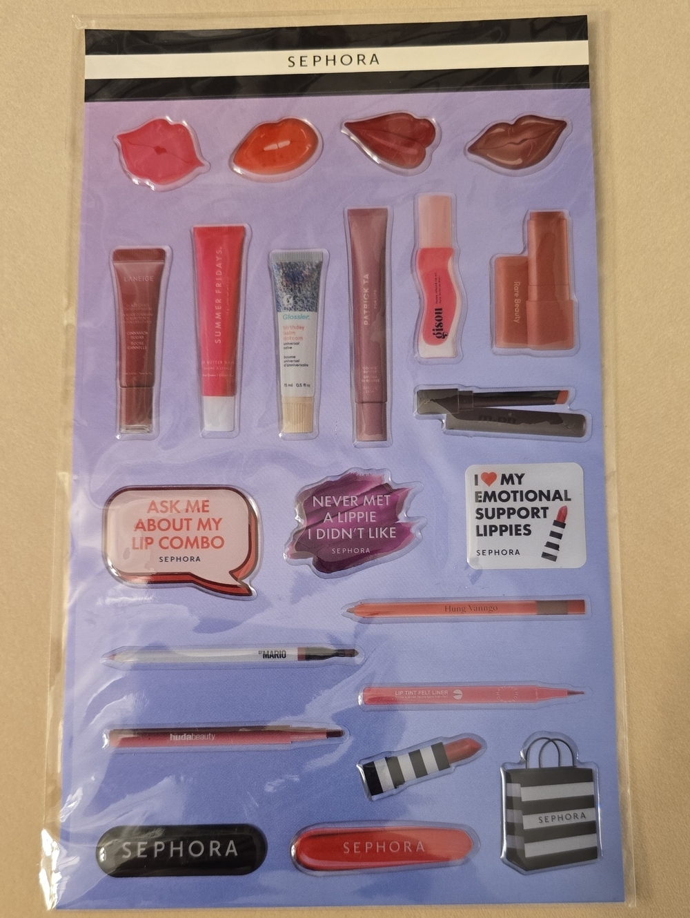 Sephora Lipstick And Gloss Sticker Sheet - NEW